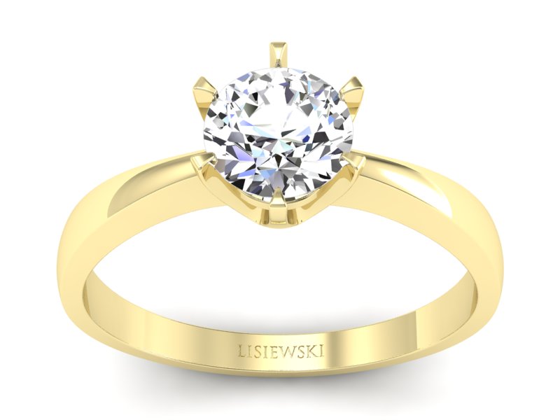 Złoty pierścionek z brylantem żółte złoto - p15093z - 1