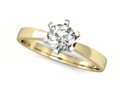 Pierścionek z diamentem żółte i białe złoto 585 - p15093zb
