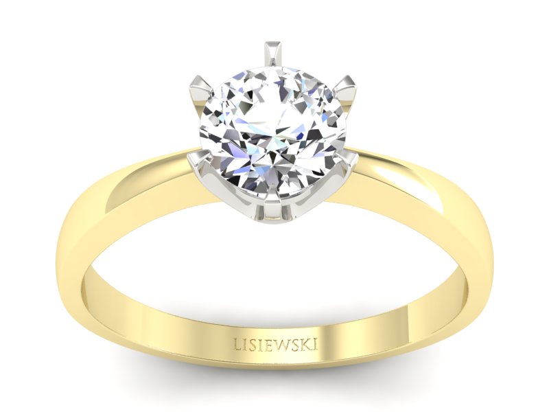 Pierścionek z diamentem żółte i białe złoto - p15093zb - 1
