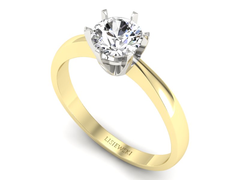 Pierścionek z diamentem żółte i białe złoto - p15093zb - 3