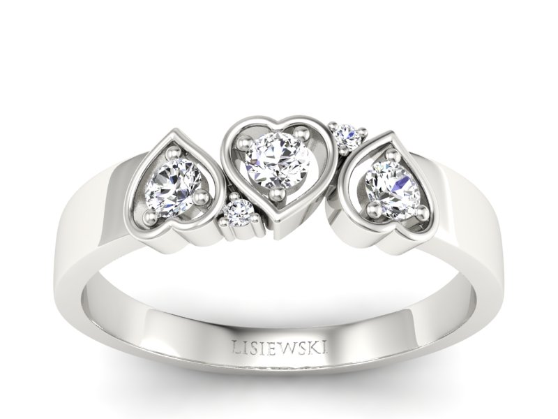 Złoty Pierścionek z brylantami białe złoto 585 - P15094B - 1