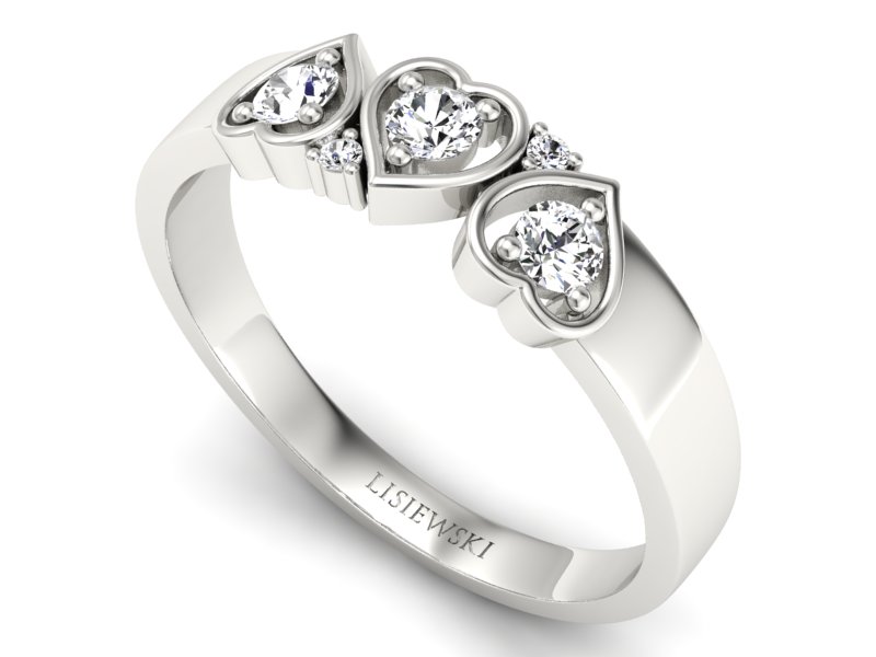 Złoty Pierścionek z brylantami białe złoto 585 - P15094B - 3