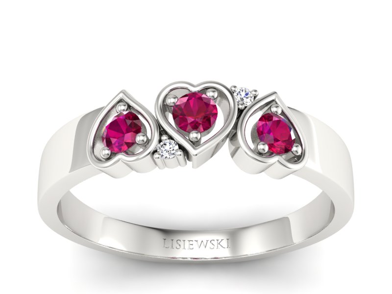 Pierścionek zaręczynowy z rubinami i brylantami - p15094br - 1