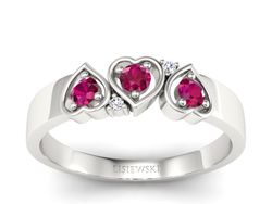 Pierścionek zaręczynowy z rubinami i brylantami - p15094br