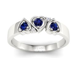 Pierścionek zaręczynowy z szafirami i brylantami - p15094bsz