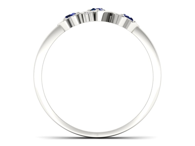 Pierścionek zaręczynowy z szafirami i brylantami - p15094bsz - 2