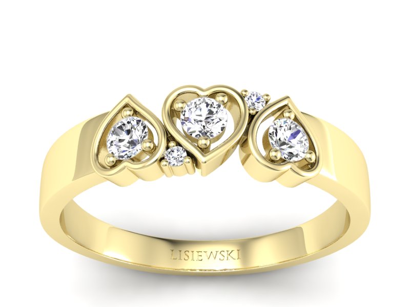 Pierścionek zaręczynowy z brylantami żółte złoto - P15094Z - 1