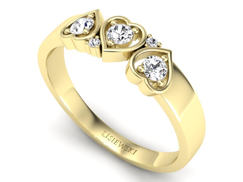 Pierścionek zaręczynowy z brylantami żółte złoto - P15094Z - 3