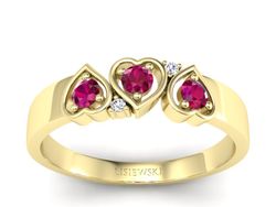 Złoty Pierścionek z rubinami i brylantami - p15094zr