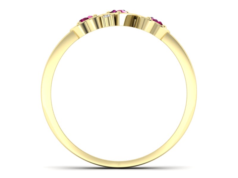 Złoty pierścionek z rubinami i brylantami - p15094zr - 2
