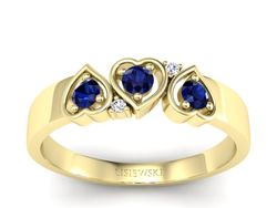 Złoty Pierścionek z szafirem i brylantami zloty - p15094zsz