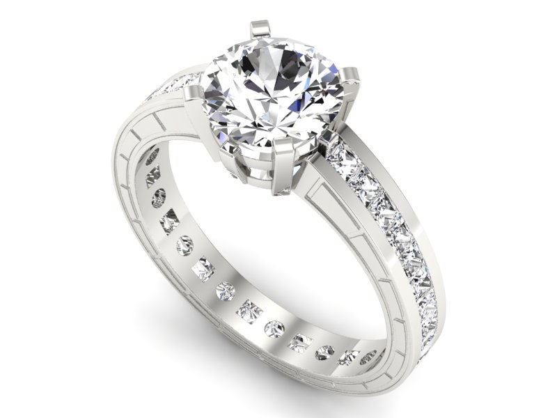 Złoty Pierścionek z diamentami białe złoto 585 - P15095B - 3