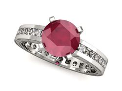 Pierścionek z rubinem i diamentami złoto 585 - p15095br