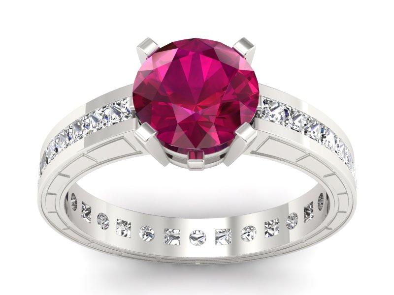 Pierścionek z rubinem i diamentami złoto 585 - p15095br - 1