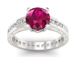 Pierścionek z rubinem i diamentami złoto 585 - p15095br