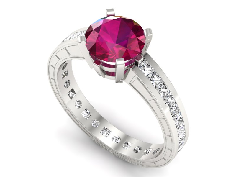 Pierścionek z rubinem i diamentami złoto 585 - p15095br - 3