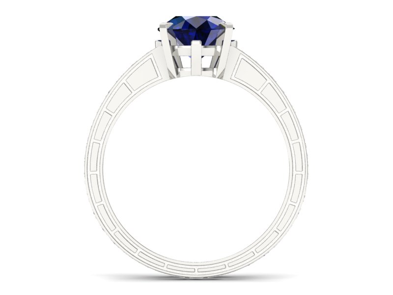 Złoty Pierścionek złoty z szafirem i diamentami - p15095bsz - 2