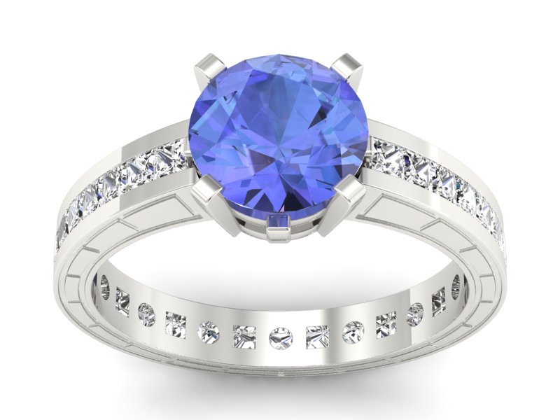 Pierścionek zaręczynowy z tanzanitem i diamentami - p15095bt - 1