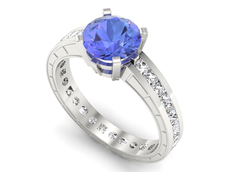 Pierścionek zaręczynowy z tanzanitem i diamentami - p15095bt - 3