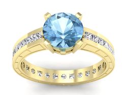 Pierścionek z topazem i diamentami żółte złoto - p15095za