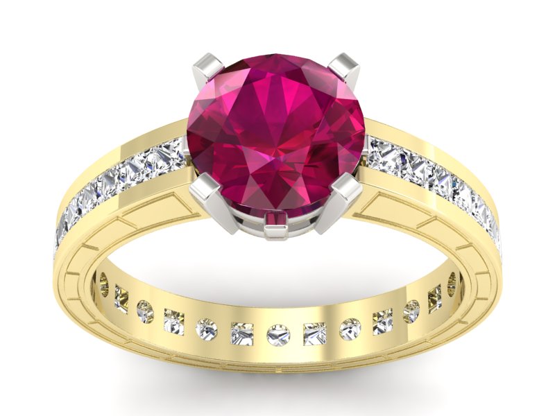 Pierścionek z rubinem i diamentami złoto 585 - p15095zbr - 1