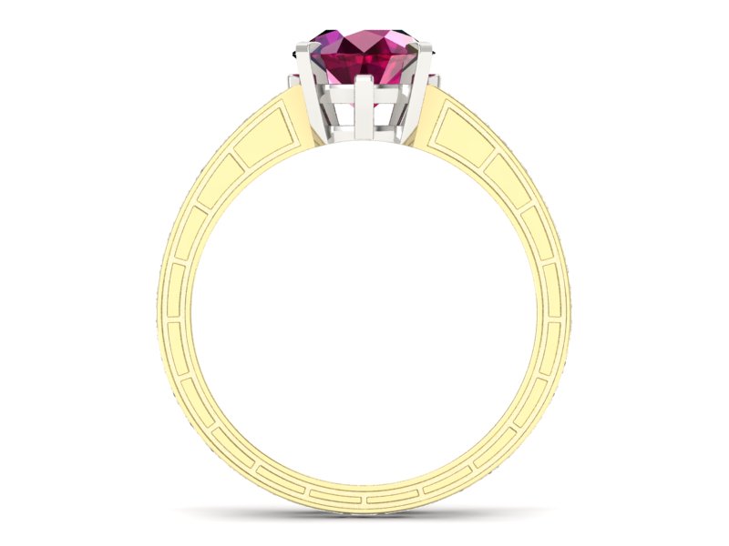 Pierścionek z rubinem i diamentami złoto 585 - p15095zbr - 2