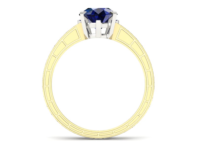 Pierścionek zaręczynowy z szafirem i diamentami - p15095zbsz - 2