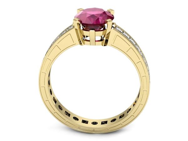 Pierścionek z rubinem i diamentem złoto 585 - p15095zr