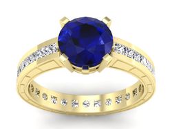 Pierścionek ze spinelem i diamentami żółte złoto - p15095zsp