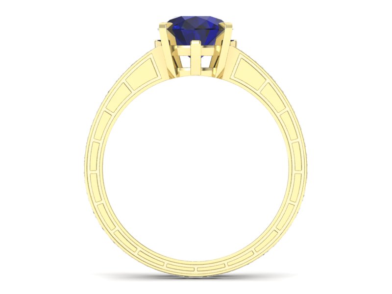 Pierścionek ze spinelem i diamentami żółte złoto - p15095zsp - 2