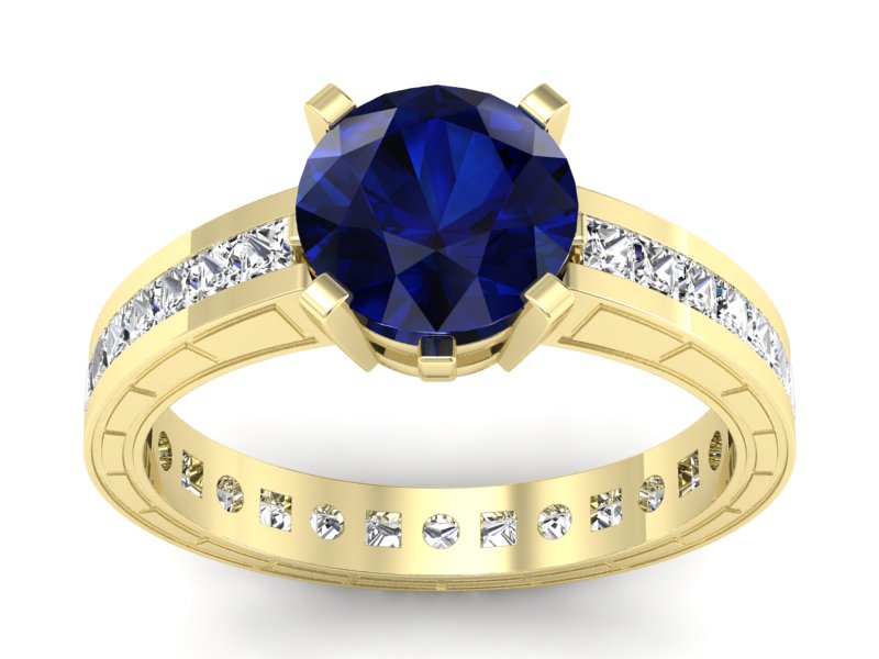 Pierścionek zaręczynowy z szafirem i diamentami - p15095zsz - 1