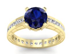 Pierścionek zaręczynowy z szafirem i diamentami - p15095zsz