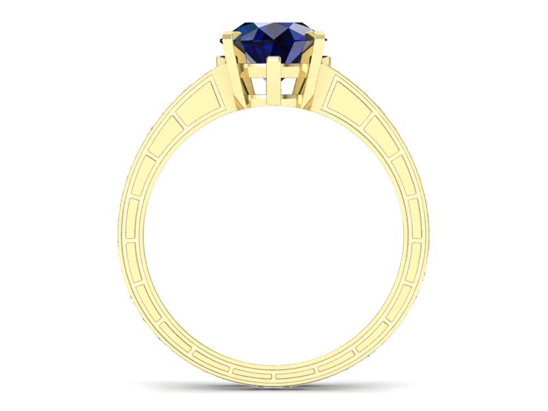 Pierścionek zaręczynowy z szafirem i diamentami - p15095zsz - 2