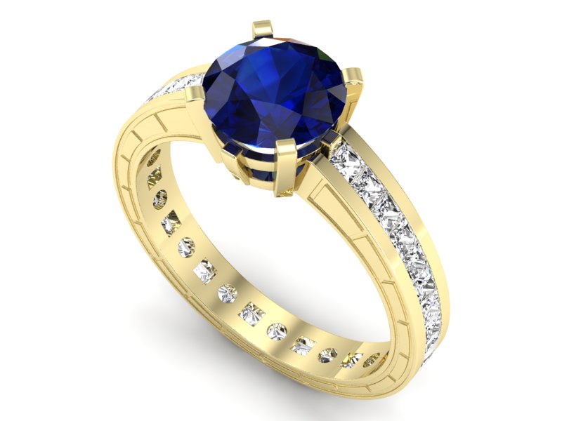 Pierścionek zaręczynowy z szafirem i diamentami - p15095zsz - 3