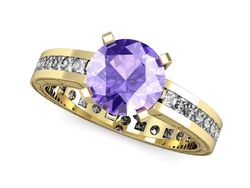 Złoty Pierścionek z tanzanitem i diamentami - p15095zt