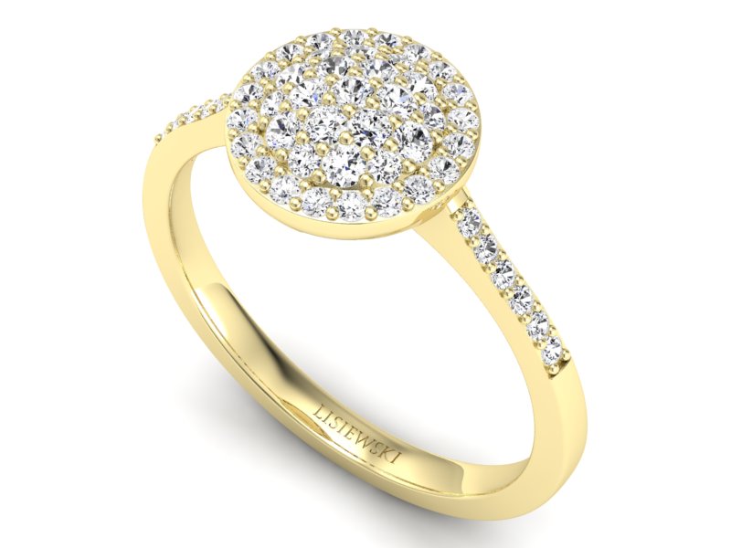 Pierścionek zaręczynowy z brylantami żółte złoto - P15096Z - 3