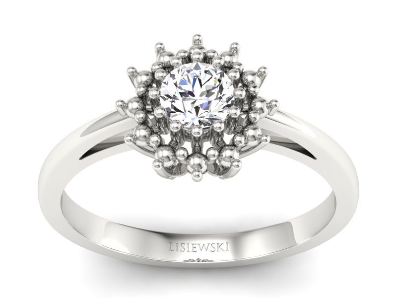 Pierścionek zaręczynowy z brylantem białe - P15097B - 1