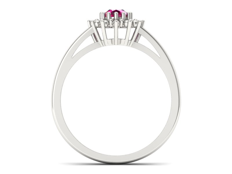 Złoty pierścionek z rubinem białe złoto - P15097Br