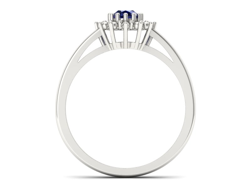 Złoty pierścionek z szafirem białe złoto - P15097Bsz