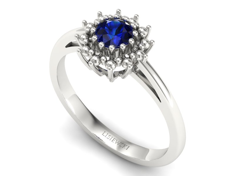 Złoty pierścionek z szafirem białe złoto - P15097Bsz - 3