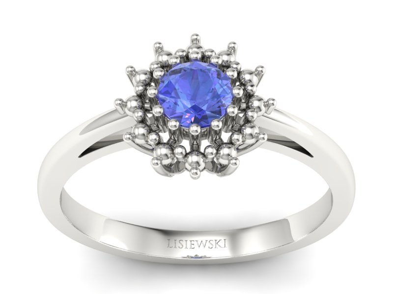Złoty pierścionek z tanzanitem białe złoto - P15097Bt - 1
