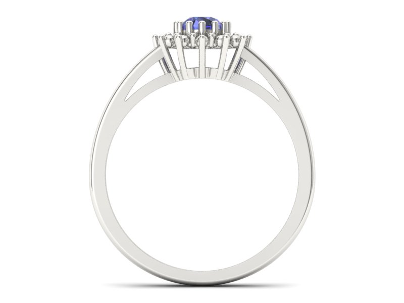 Złoty pierścionek z tanzanitem białe złoto - P15097Bt - 2