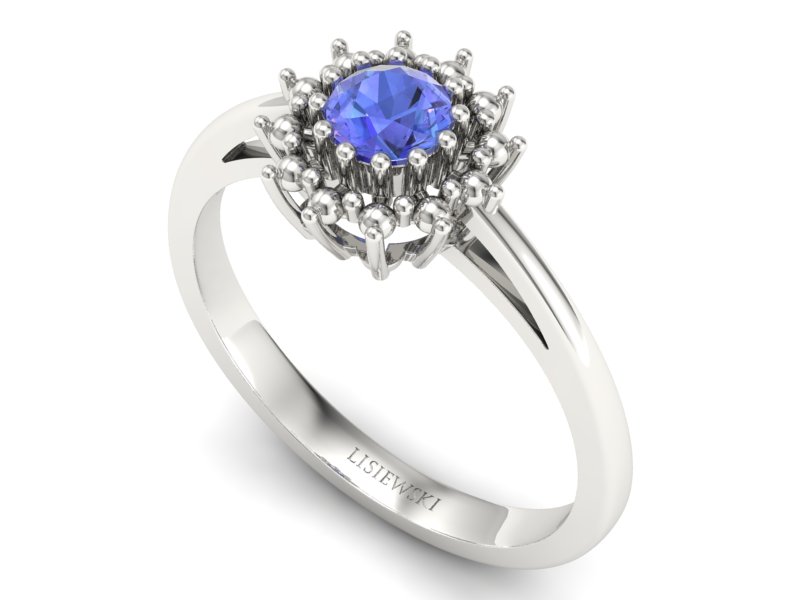 Złoty pierścionek z tanzanitem białe złoto - P15097Bt - 3