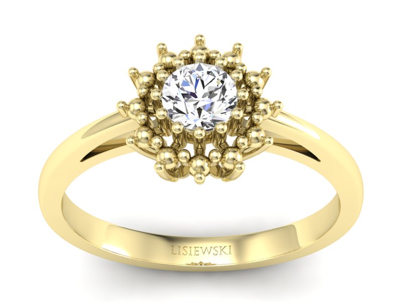 Złoty pierścionek z brylantem żółte złoto - P15097Z - 1