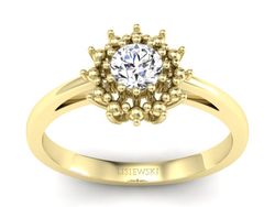 Złoty pierścionek z brylantem żółte złoto - P15097Z