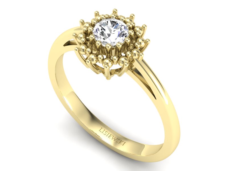 Złoty pierścionek z brylantem żółte złoto - P15097Z - 3