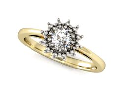Pierścionek z diamentem żółte i białe złoto 585 - P15097ZB