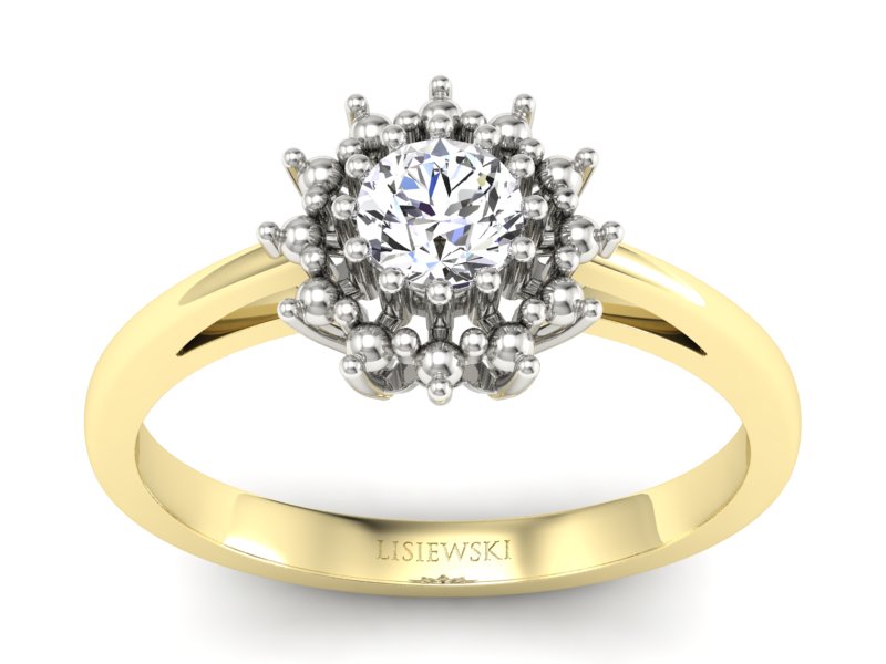 Pierścionek z diamentem żółte i białe złoto - P15097ZB - 1