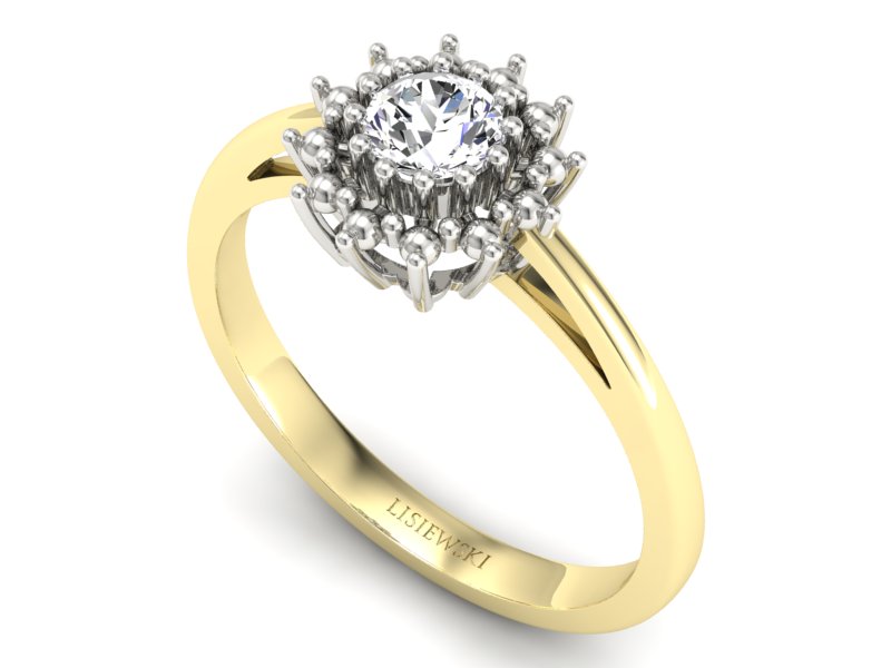 Pierścionek z diamentem żółte i białe złoto - P15097ZB - 3