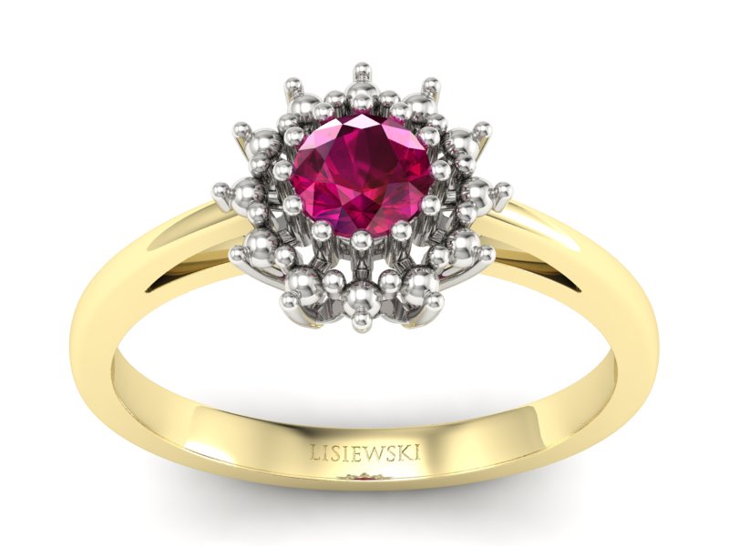 Pierścionek z rubinem z żółtego i białego złota - P15097ZBr - 1